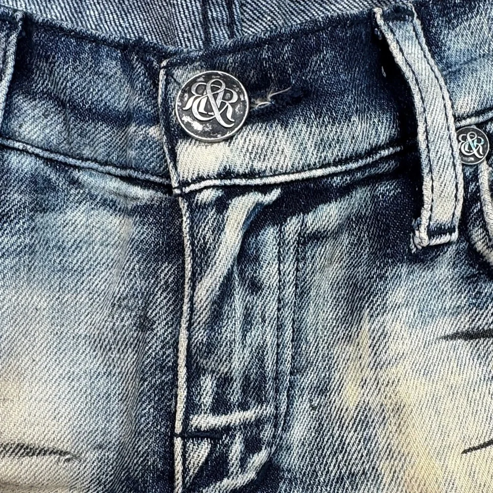 Rock & Republic Women's Distressed Blue and Tan Skinny Jeans 27 27x29 acid wash